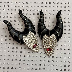 Black and Silver Horned Earrings